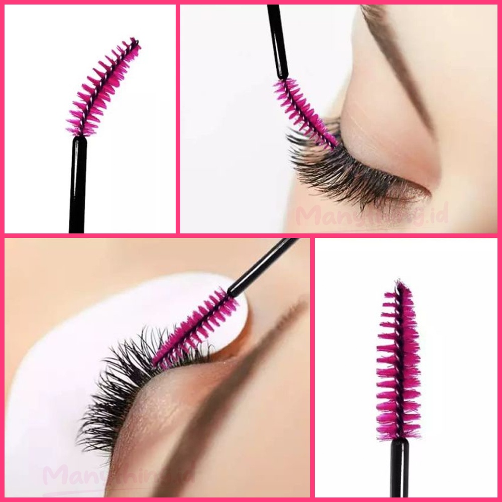 Sisir bulu mata Mascara Wand Sisir Kuas Sikat Eyelash Extention Bulu Mata Spoolers Makeup Tool Kit Pink