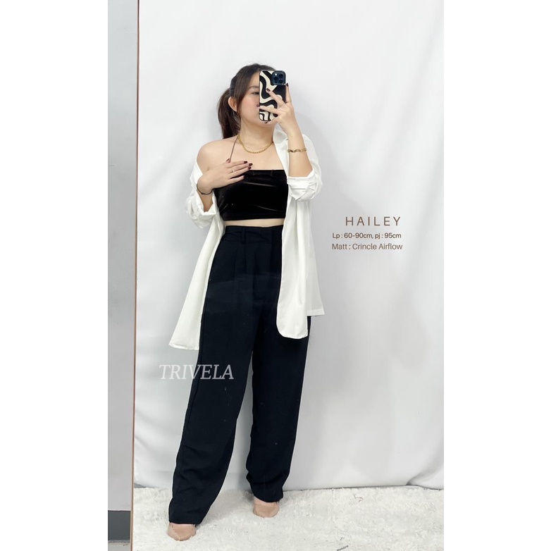 Celana Panjang Wanita Cringkle Airflow Anti Ngatung / Hailey Pants / Celana Panjang Kulot Crinkle Highwaist Wanita Loose Cullotes Pants / SJJ