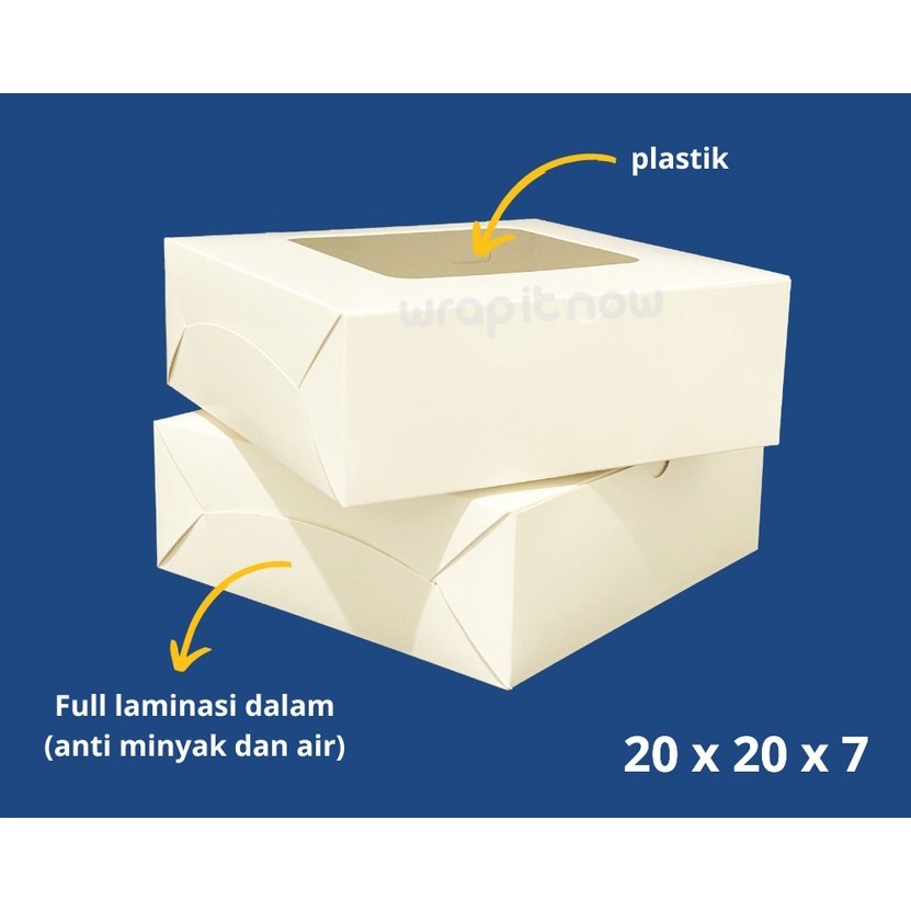 

5 Pcs BOX PUTIH MIKA 20X20X7 CM IVORY LAMINASI 365 GSM