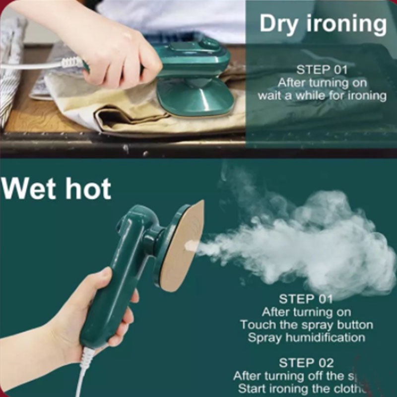 (COD) Hadiah gratis  Handheld Foldable Clothes Ironing Machine Portable Hot Steam Household Wet and Dry Double Small Electric Travel Ironing Machines