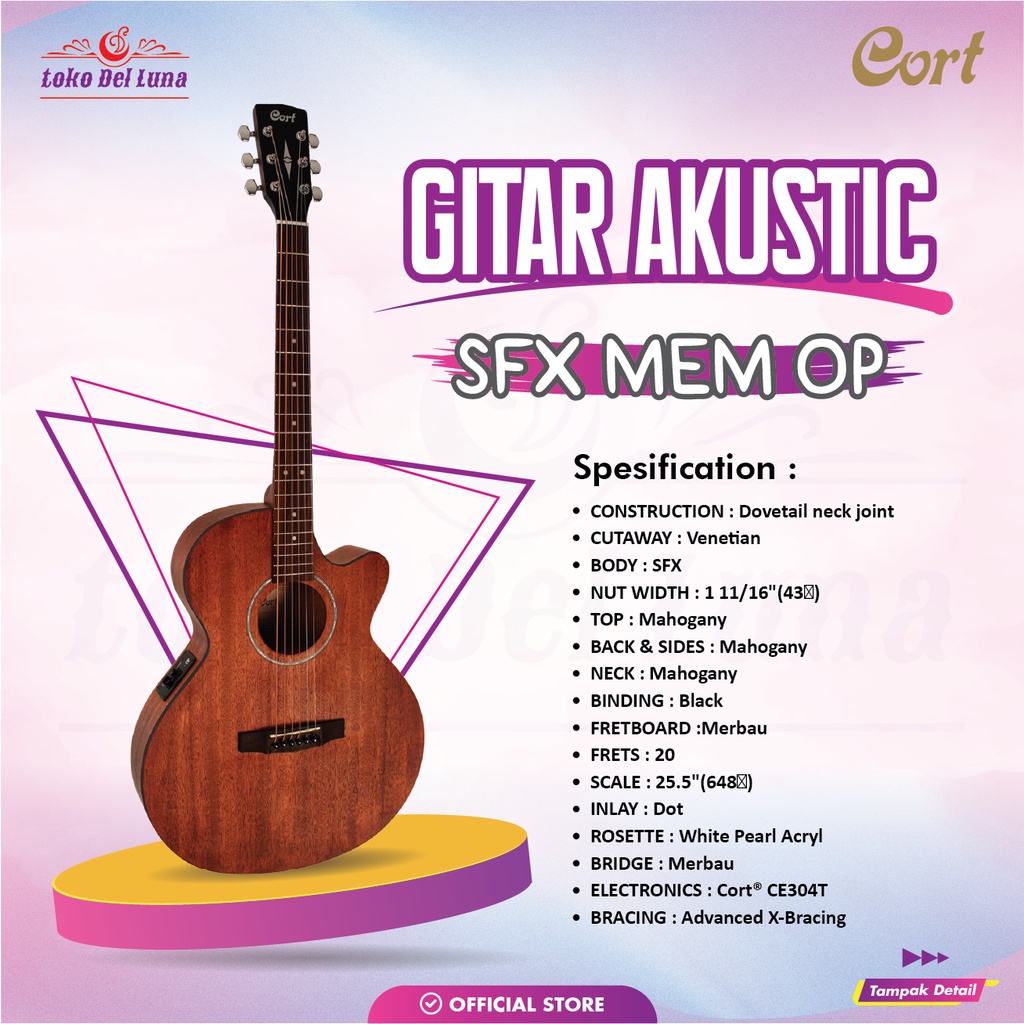 Gitar Akustik CORT SFX MEM OP ACOUSTIC ELECTRIC GUITAR - ORIGINAL