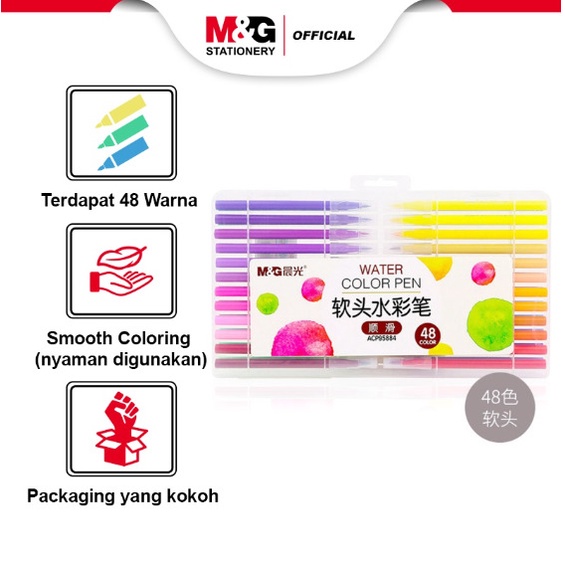 

M&G Soft Brush Water Color Pen Washable Pensil Warna Bisa di Bersihkan di Cuci 24 Warna