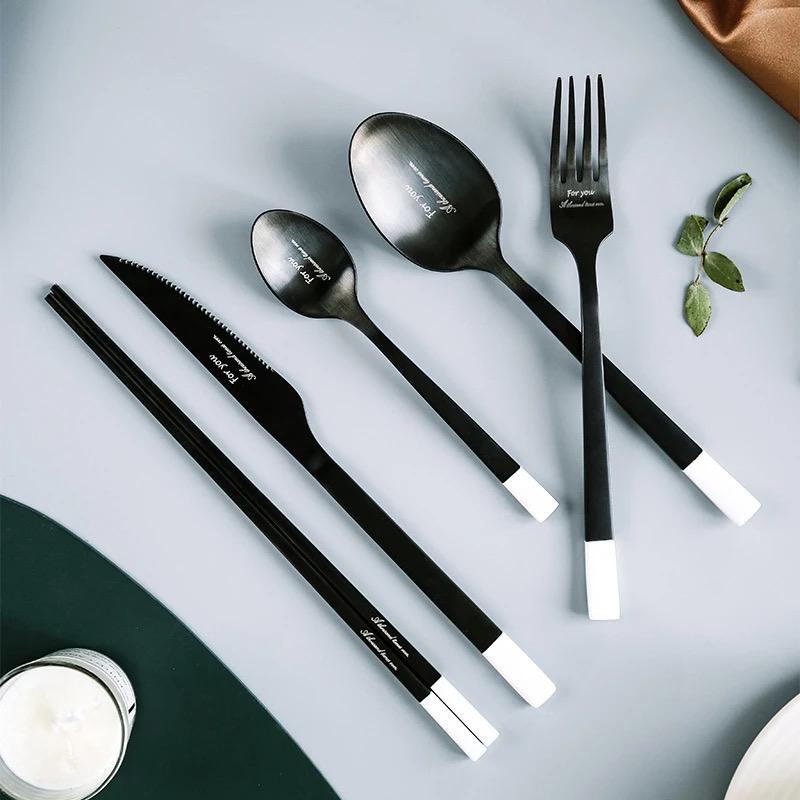 picasso art cutlery dinner table spoon set / paket alat makan lengkap mewah sendok garpu pisau steak sumpit sendok teh dessert