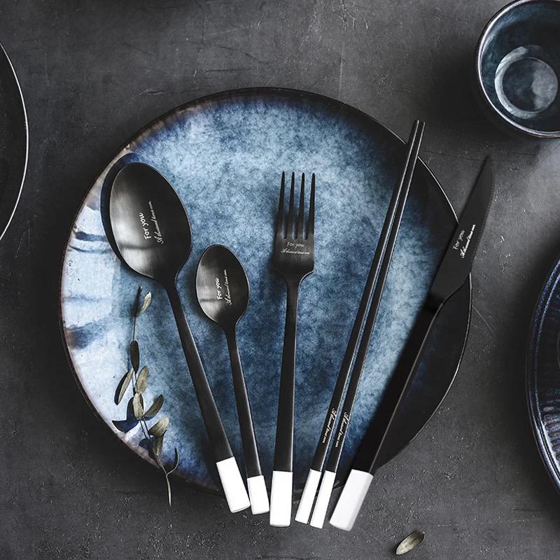 picasso art cutlery dinner table spoon set / paket alat makan lengkap mewah sendok garpu pisau steak sumpit sendok teh dessert