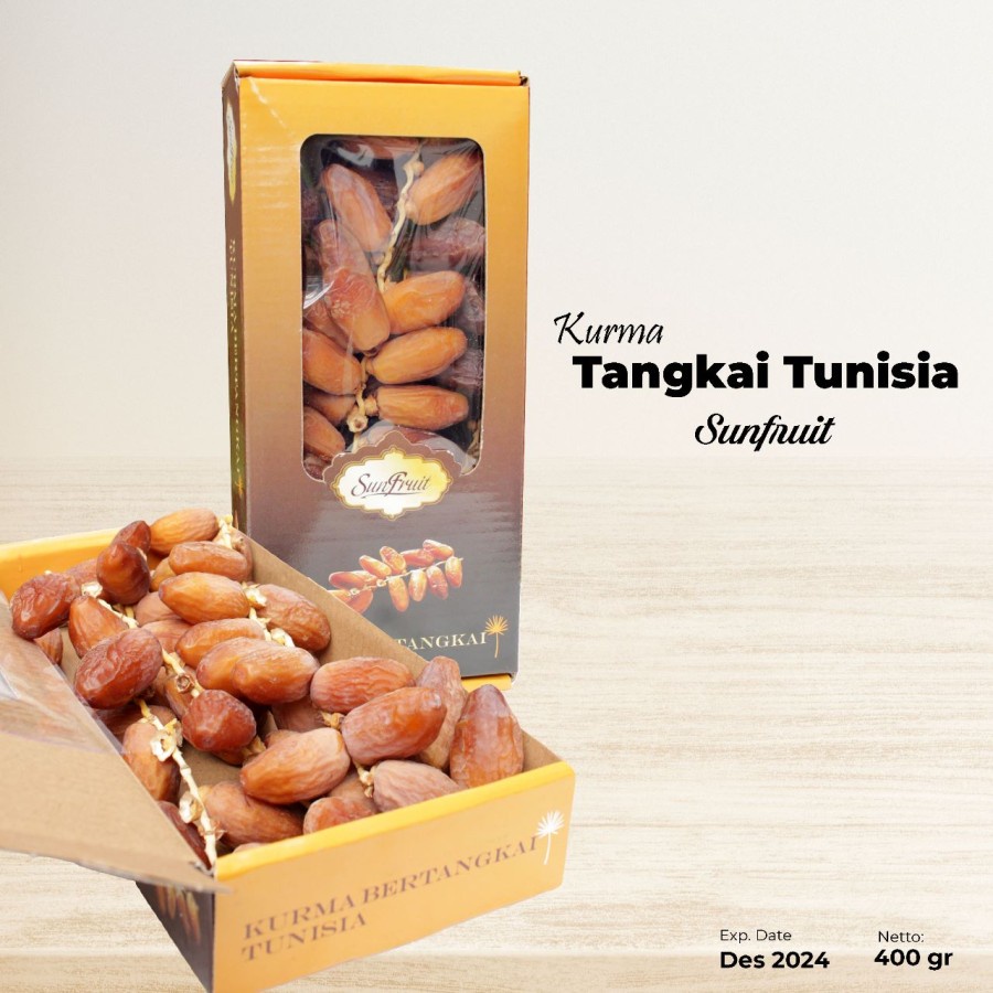 

Kurma Sunfruit 400gr Kurma Tunisia Tangkai lembut legit sunfrut