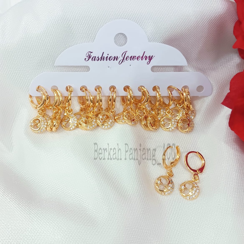 COD 12 PASANG/CHAR ANTING JEPIT DEWASA   VARIAN MOTIF PERMATA FASHIONABLE perhiasan super berkelas fashion korea anti karat dan anti luntur