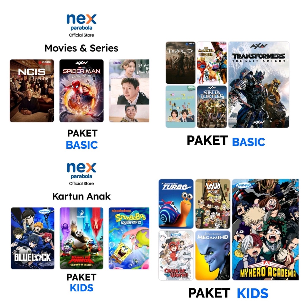 Nex Parabola Paket Basic, Kids 30 Hari - 180 Hari Gratis Mnc Group