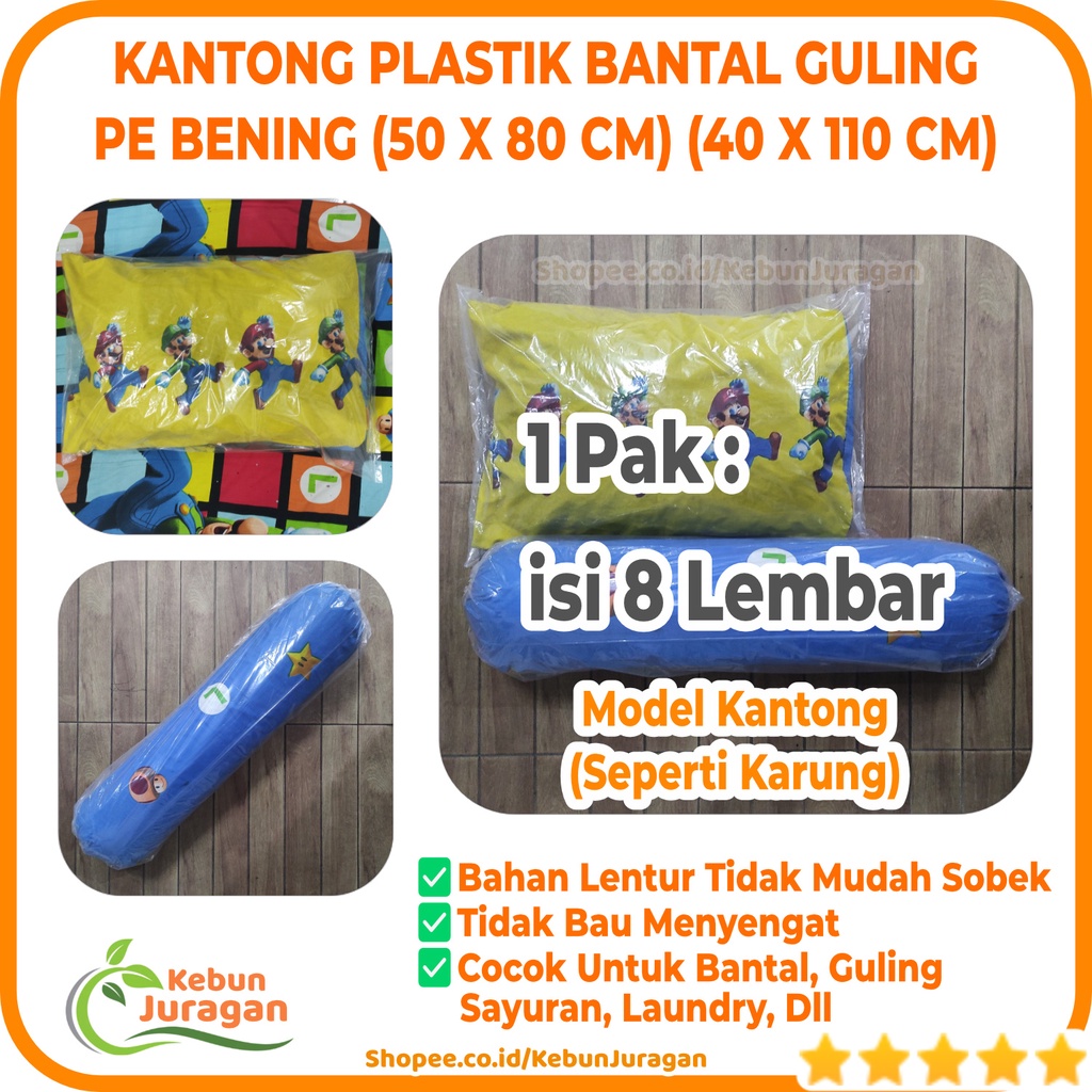 Kantong Plastik Bantal Guling Panjang Bening 40x110 50x80 cm Plastik PE Plastik Bening Transparan Se
