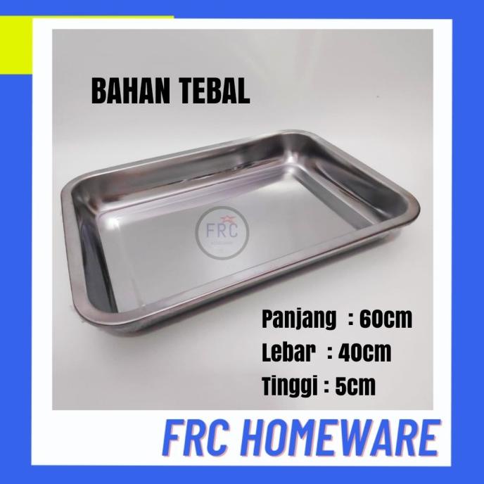 Nampan Stainless Tebal 60X40 / Baki Stainless / Tray Stainless 60X40 [Cod]