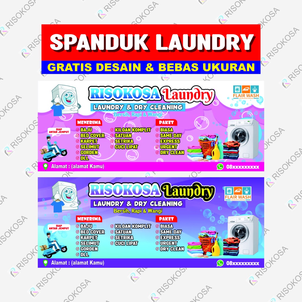JUAL SPANDUK LAUNDRY | GRATIS DESAIN & BEBAS UKURAN