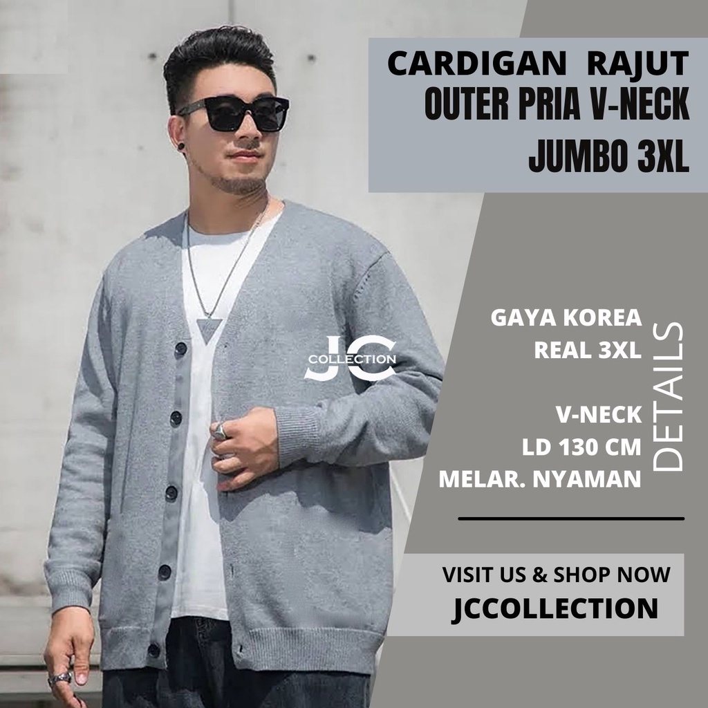 Cardigan Rajut Pria Jumbo Big Size / Outer Knitting Kardigan JCCollections