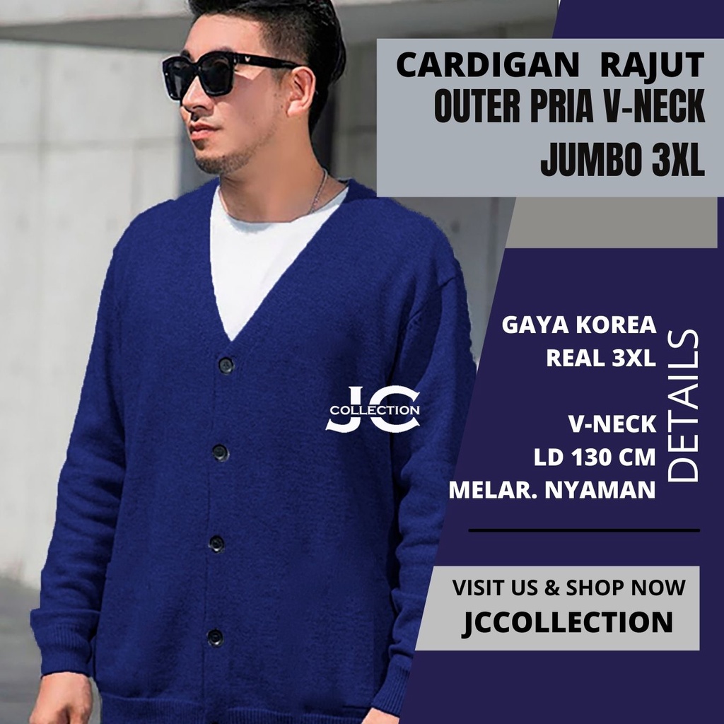 Cardigan Rajut Pria Jumbo Big Size / Outer Knitting Kardigan JCCollections