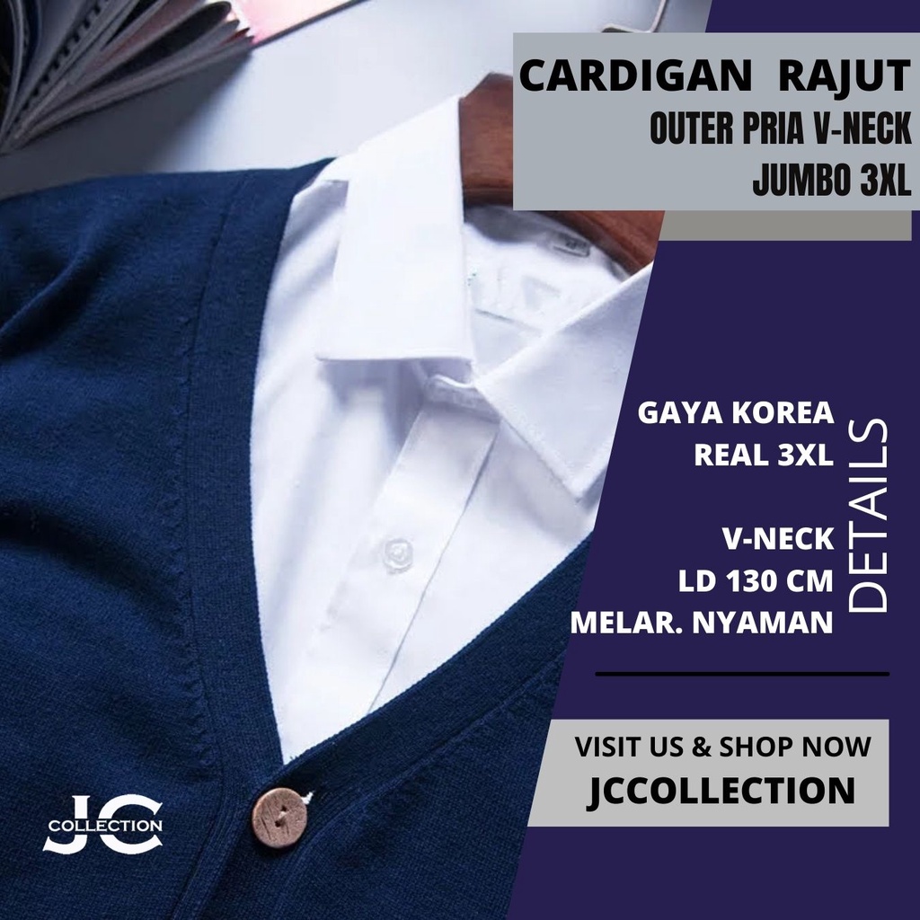 Cardigan Rajut Pria Jumbo Big Size / Outer Knitting Kardigan JCCollections