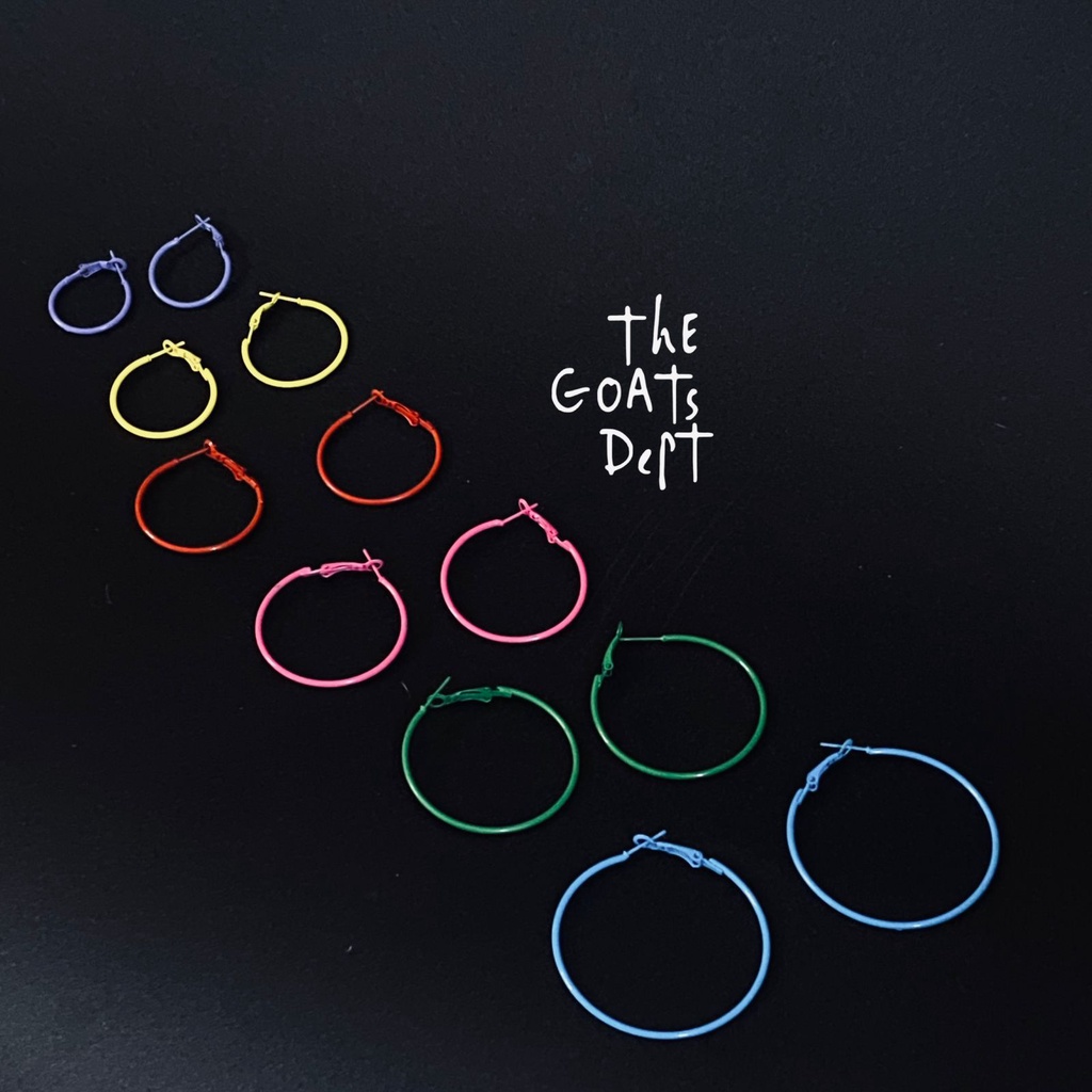 The Goats Dept - Rainbow Hoop Earrings / tgd677 anting bulat warna warni pink hijau biru merah ungu 