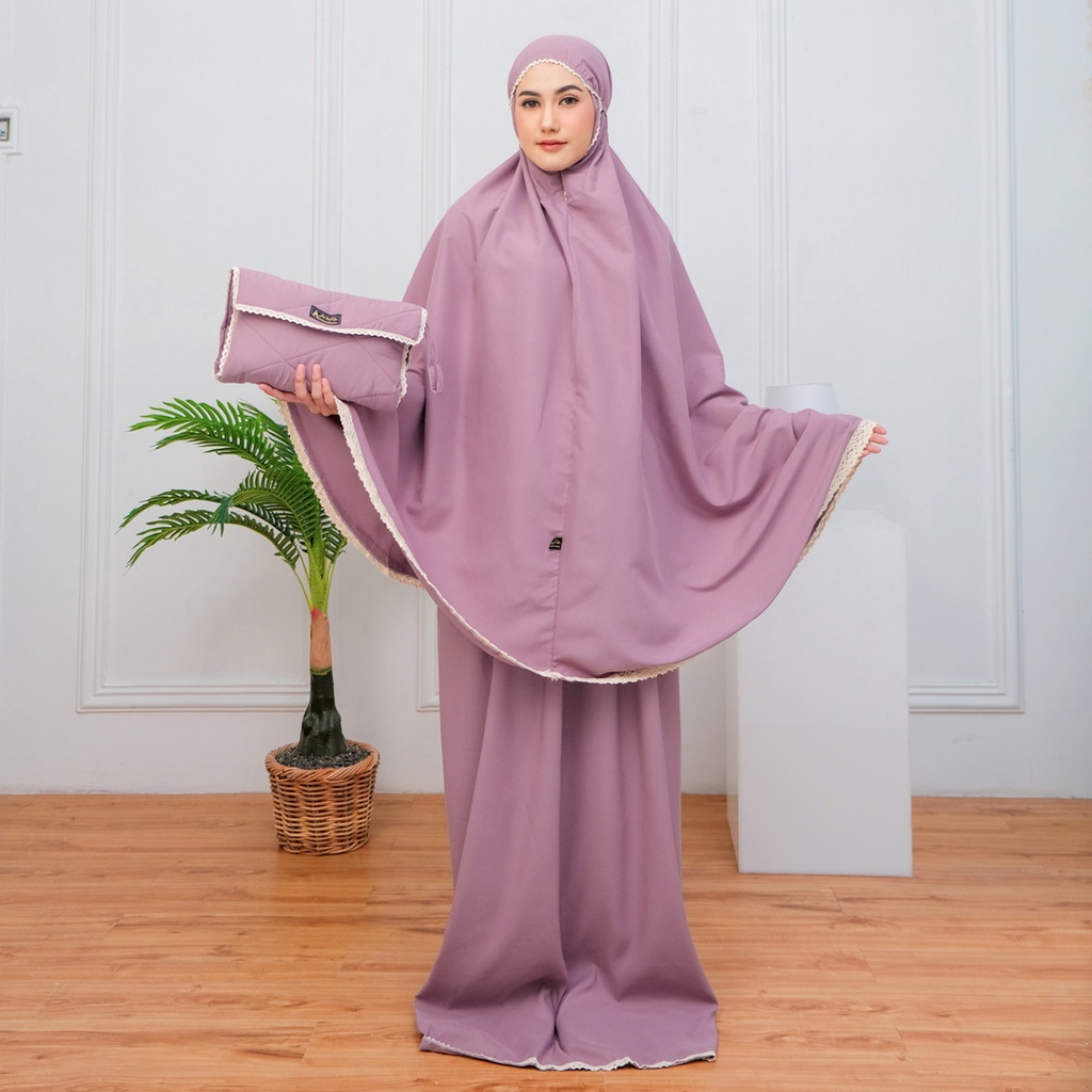 Mukena Traveling Dewasa Tas Fungsi jadi Sajadah Katun Premium Dewasa Adem Naura