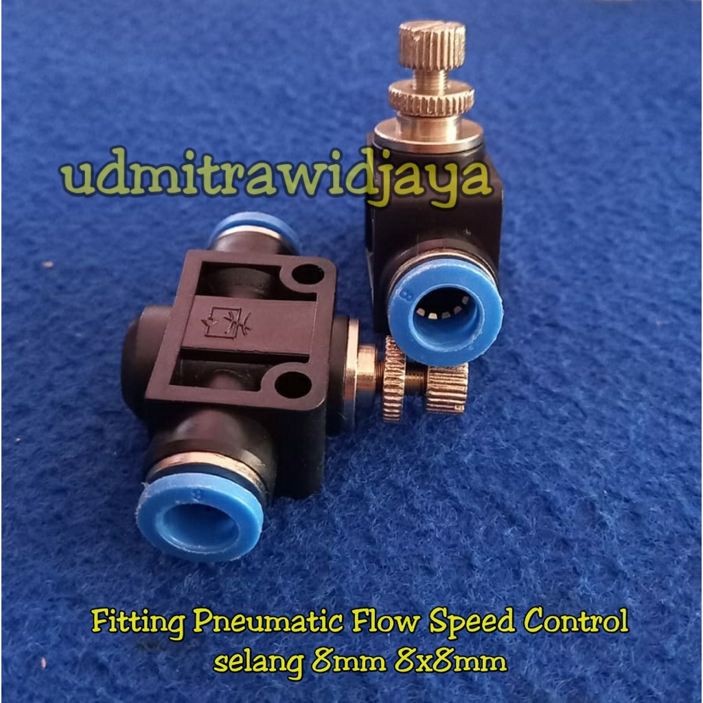 Flow Speed Control valve Selang 4,6,8,10mm Konektor Katup Tabung Gas Model Pneumatic Quick Fitting Flow Speed Control 8 x 8 mm Valve Fitting Pneumatic Kran Slip Lock Selang 6mm PU PE - D3A10