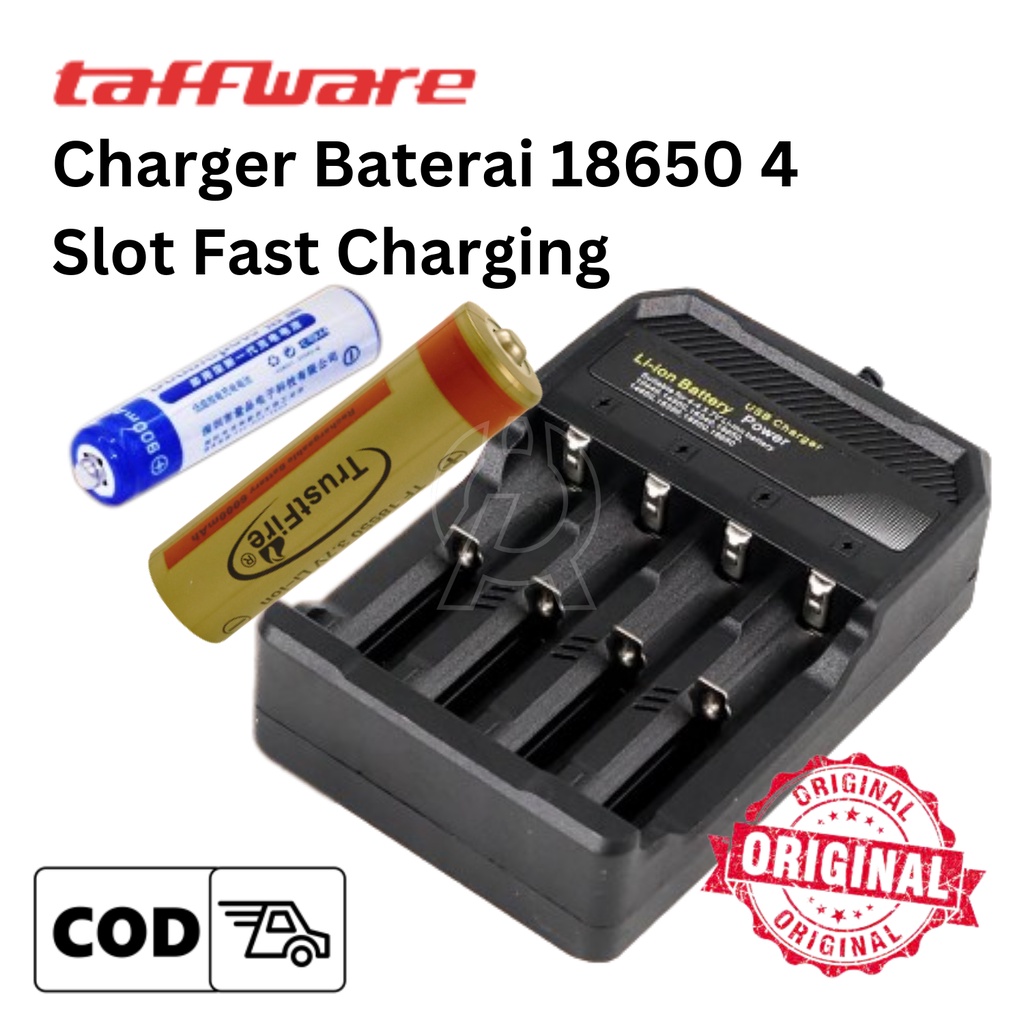 TERMURAH Taffware Charger Ces Baterai USB 18650 4 Slot Fast Charging