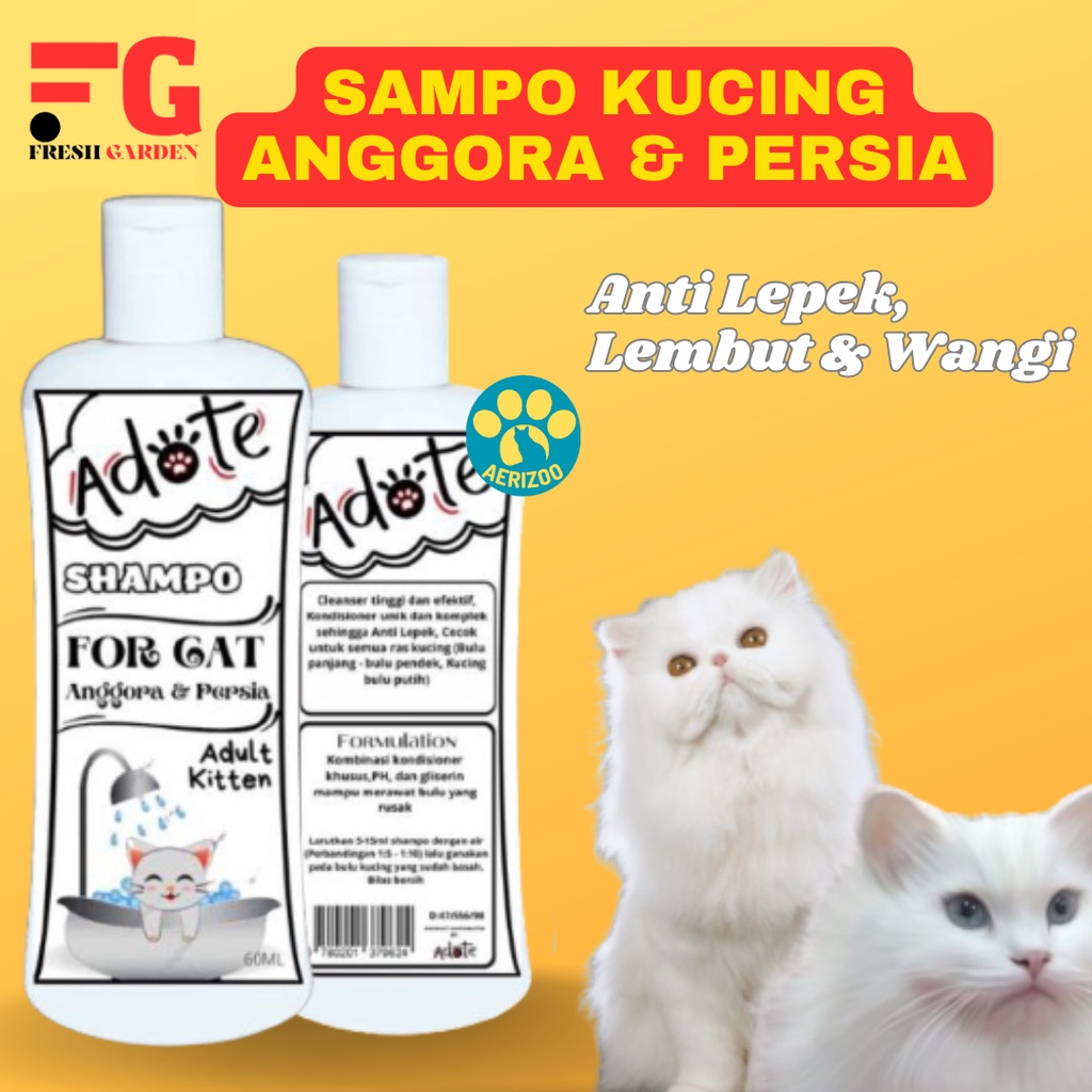 Adote Shampoo Kitten Anak Kucing Bulu Lebat Anti Rontok Grooming Anakan Anggora Persia Longhair Fresh Garden
