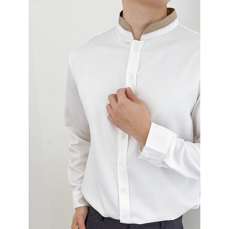 Kadaka MT-0176 Kemeja Pria Detail Kerah High Neck Lengan Panjang
