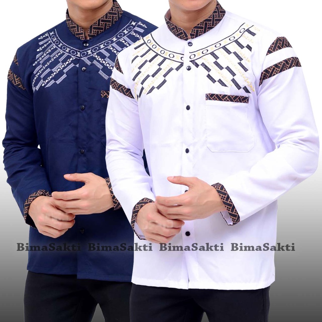 Baju koko pria motif terbaru / baju koko lengan oblong / baju takwa / kemeja koko pria kombinasi / bimasakti / bima sakti/ baju muslim pria kekinian bisa bayar ditempat