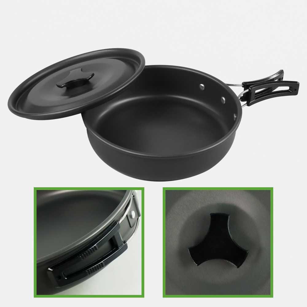 Panci Masak Cooking Set Camping Outdoor 3 PCS - DS-308 - Gray