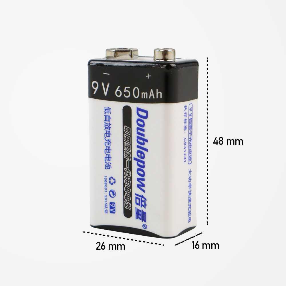 Doublepow Baterai 9V USB Rechargeable Battery Lithium 650 mAh 1PCS - DP-9V6 - Black/Blue