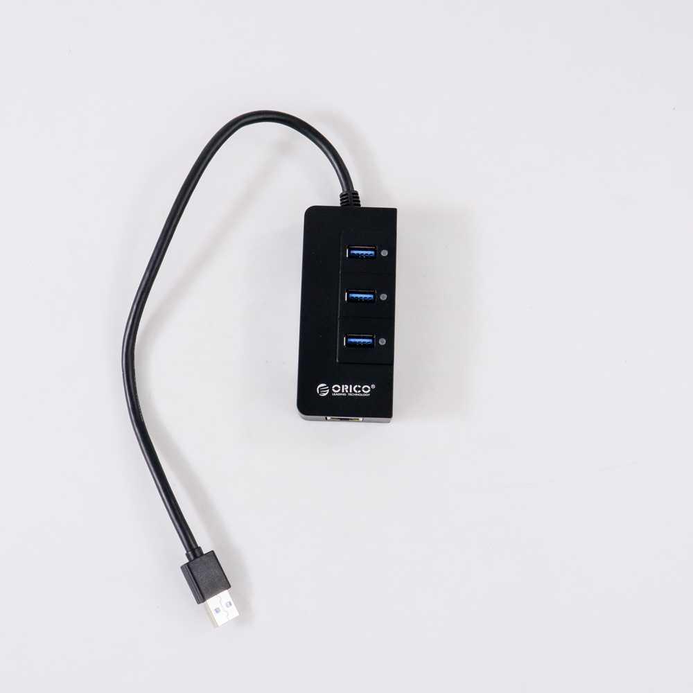 USB3.0 Hub with Gigabit LAN Ethernet Adapter - HR01-U3 - Black