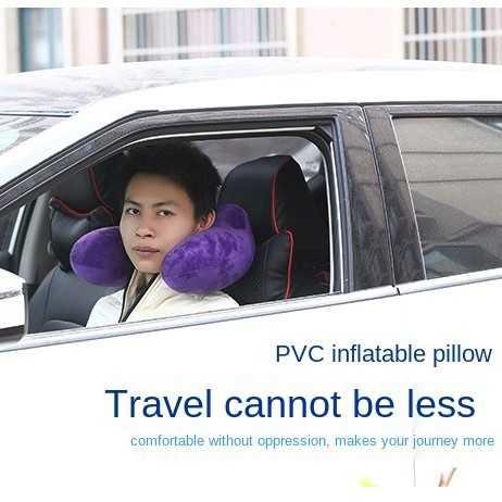 Bantal Leher Travel Inflatable Neck Pillow U-Shape Comfortable - X-000