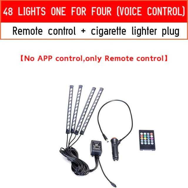 Lampu LED Strip Flexible Car Light Cigarette Plug 8 Color 4 PCS - J47 - Black