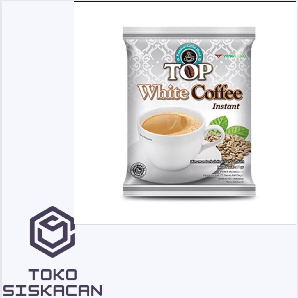 

top white coffee kopi instan kemasan 21gr