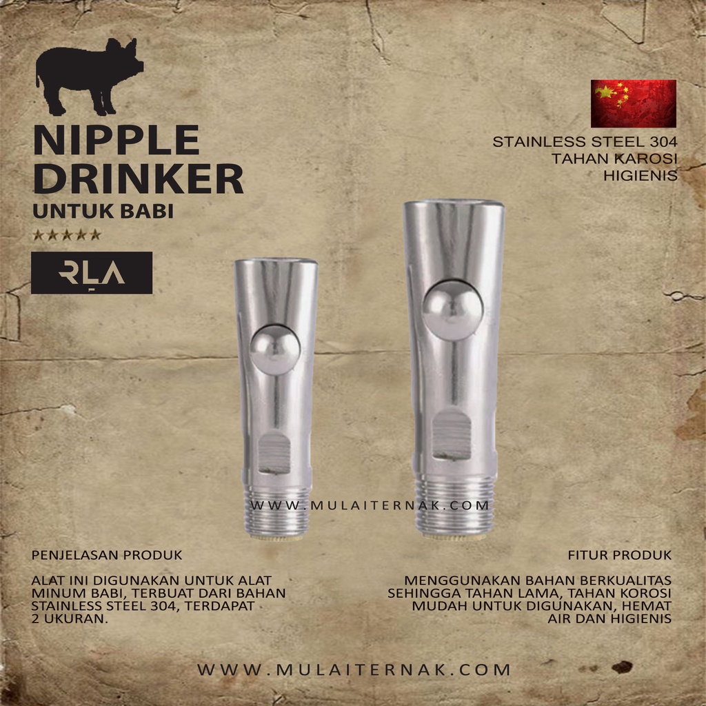 Dringking Nipple Pig - Alat Tempat Minum Otomatis Babi - Domba - Anjing - Inseminasi Buatan - Keluh 