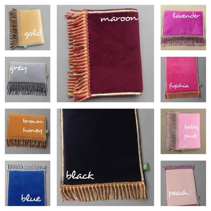 Sajadah Sujud Premium Polos Muka Kepala Beludru Tassel Rumbai Kecil