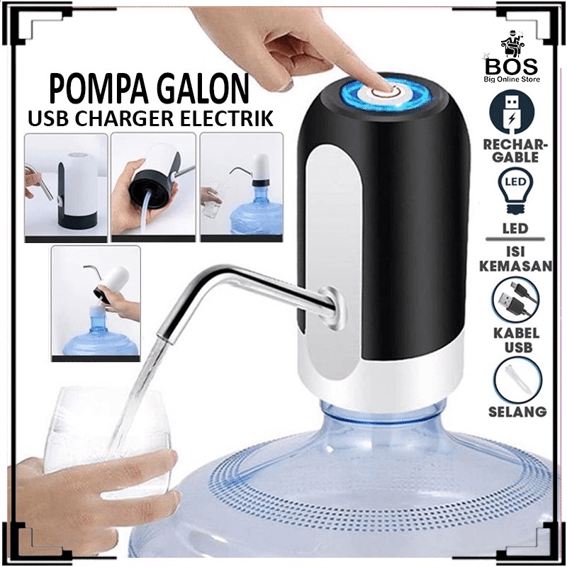 BOS POMPA AIR GALON ELEKTRIK FREE KABEL CHARGER USB / DISPENSER AIR GALON ELEKTRIK