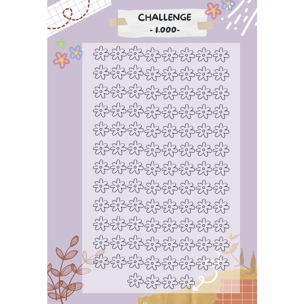 

Saving Challange Rp. 1000 - Rp. 100.000 A5 20 HOLE