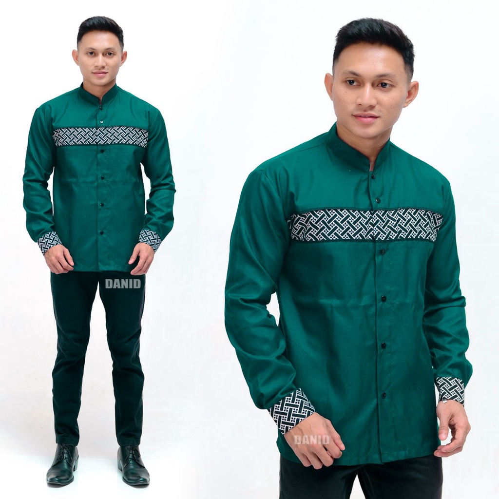 baju koko lengan panjang warna hijau botol terbaru spesial big sale ramadhan shopee Batik VELDANAVA 