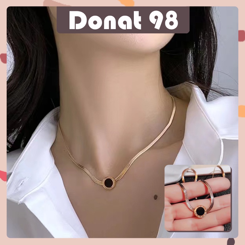 Kalung Titanium Asli Gepeng Liontin - Kalung  Wanita Titanium Anti Karat