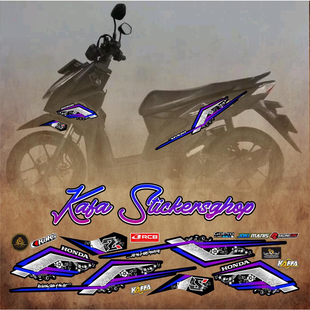 STRIPING BEAT BARU DELUXE VARIASI STICKER BEAT NEW STRIPING POLET UNGU