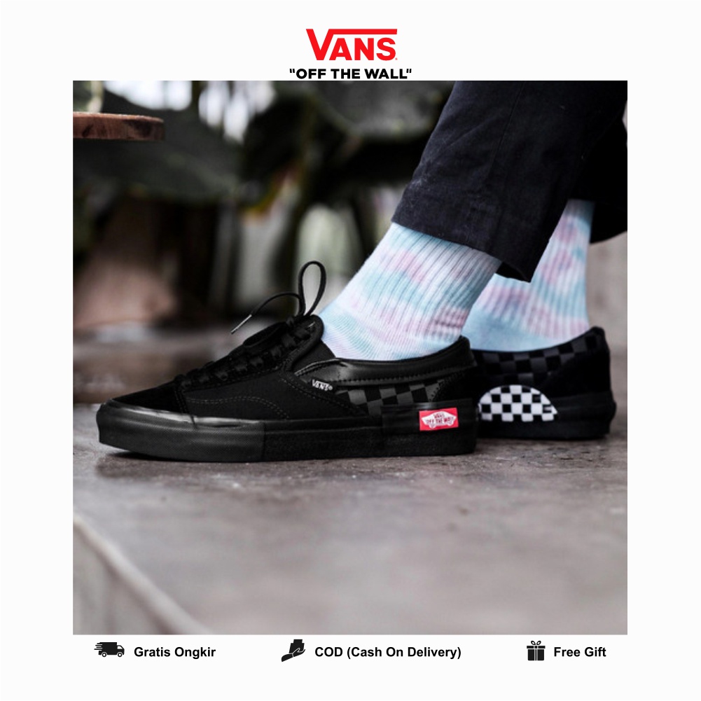 Vans Slip On Cut And Paste Checkerboard Black Original 100% BNIB Global Market Authentic Guarated Vanz Catur Ori