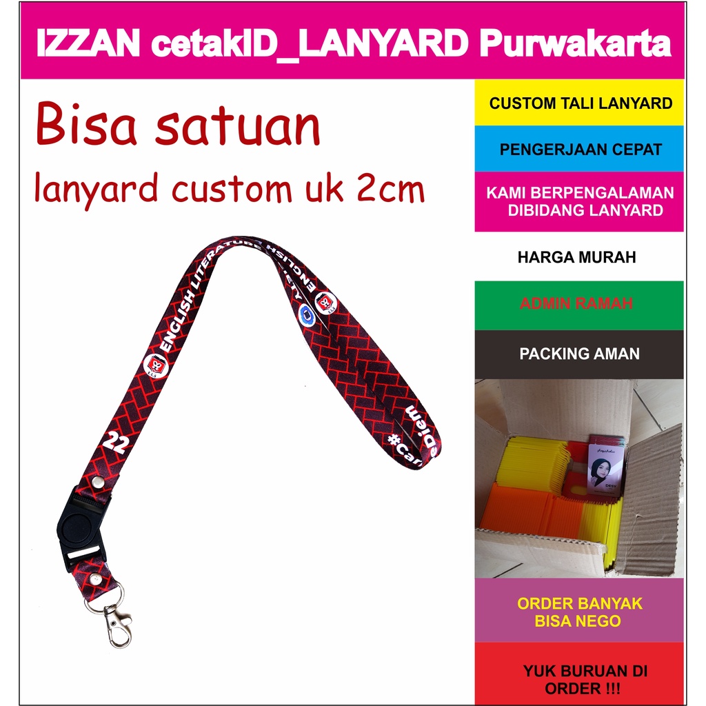 

CETAK TALI LANYARD CUSTOM BEBAS UK 2CM BISA SATUAN