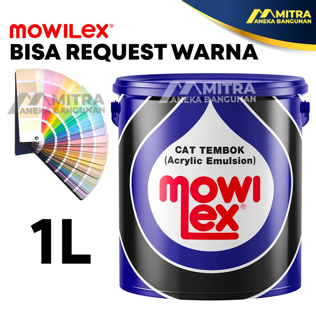 MOWILEX TINTING CAT TEMBOK ACRYLIC EMULSION 1 LITER / REQUEST CUSTOM WARNA / CAT AKRILIK TAMAN KOLAM