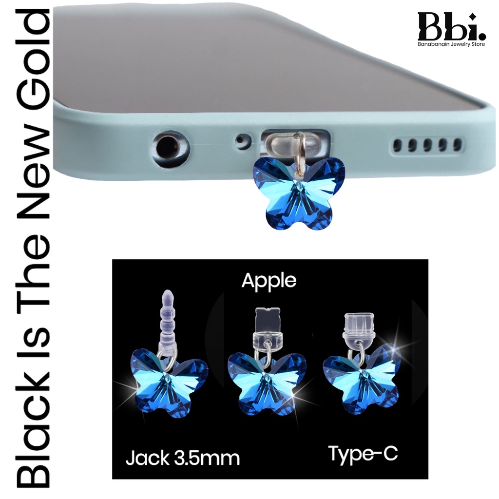 Gantungan Handphone Crystal Blue Ocean Penutup Lubang Hp HPCRBB