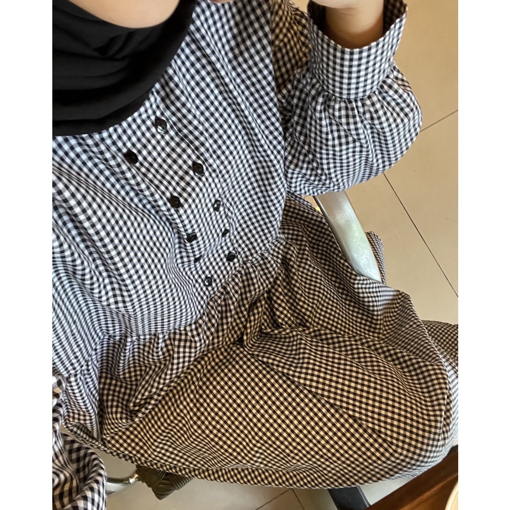 Yura Dress / Dress Kotak-kotak / Dress Korea Tartan