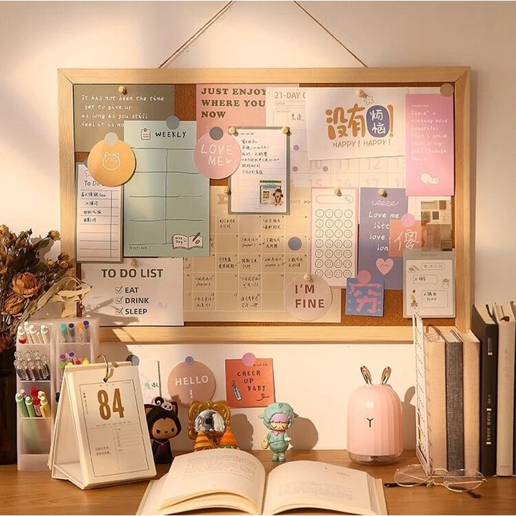 

Message Board / Cork Board / Vision Board / Mading Kamar / Pin Board / Board send Sticker and accessories / Decorative Board with