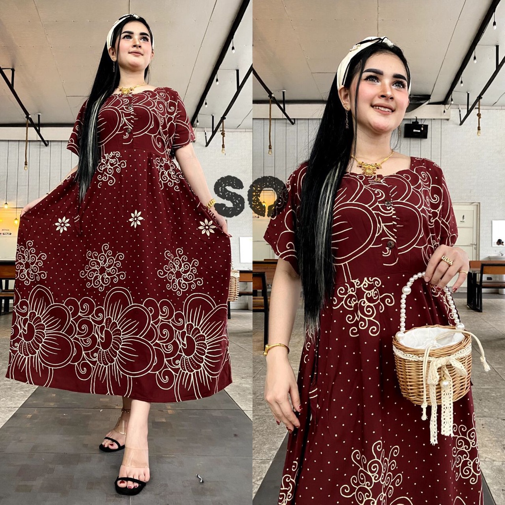 dress ibu hamil terbaru 2023//daster jumbo wanita bb 80kg//daster ibu menyusui kekinian//dress jumbo busui motif kekinian viral