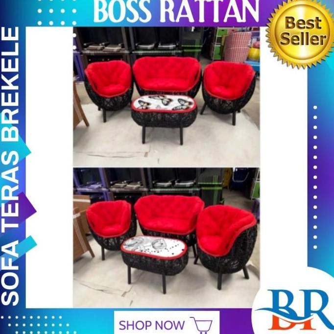 Kursi Sofa Korsi Bangku Duduk Set Meja Teras Brekele Anyaman Rotan Biyanwiluna