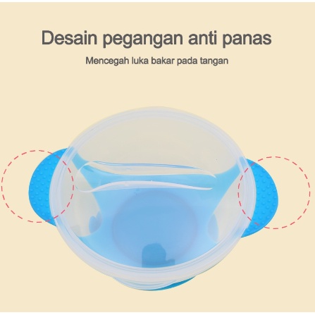 (GS) Peralatan Makan Bayi AB54 / Tempat Makan Bayi Sensor Panas Anti Tumpah