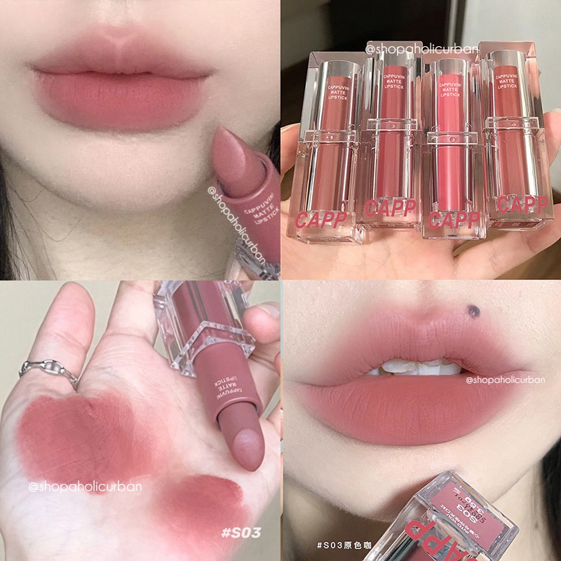 NEW CAPPUVINI PINK Lipstick MATTE 6 Warna Nude Color Mosturizing Lipstik Korea Korean Lipstik