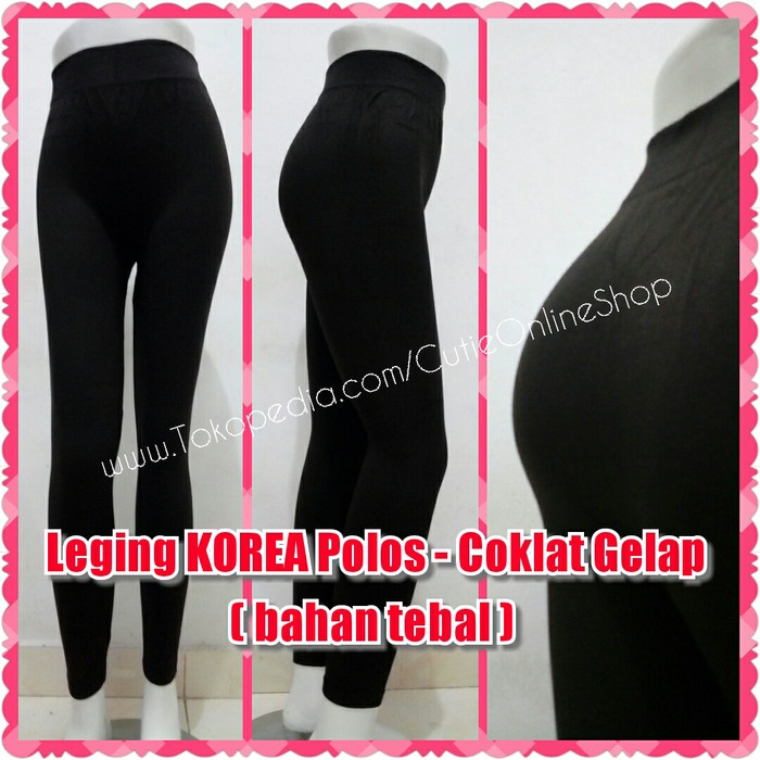 Celana Leging Korea Polos - Coklat Gelap (Bahan Tebal)