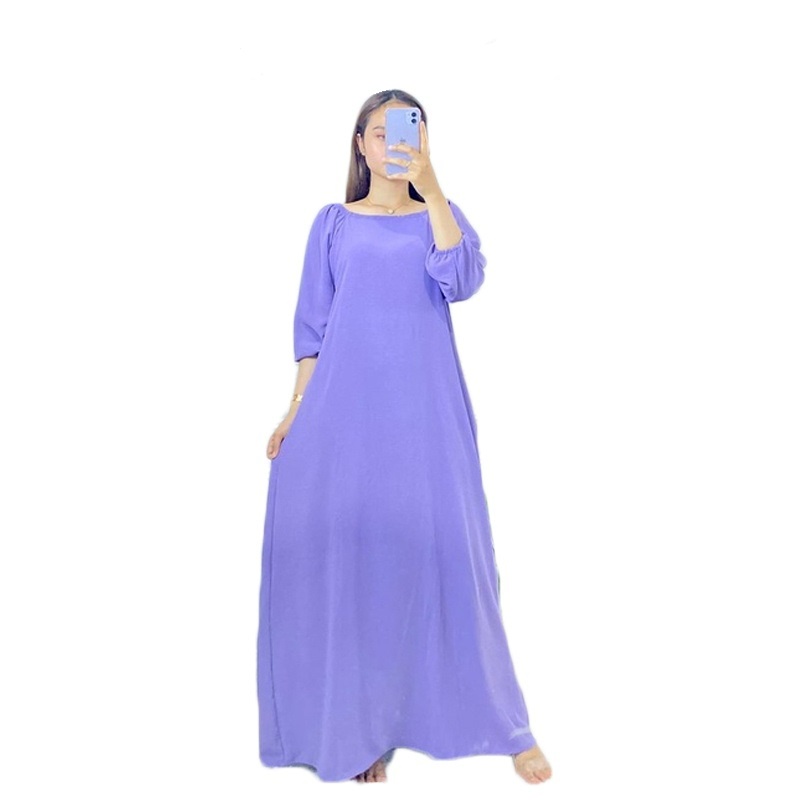 Long Dress Jumbo Wanita Korea Crinkle Pesta Lengan Panjang Ld01