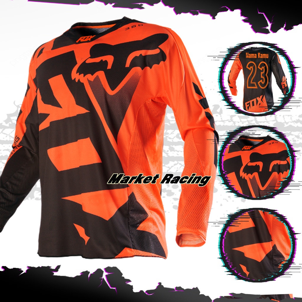 Tshirt Kaos Baju oren orange balck HITAM (Baju Saja) Trail Jersey Motor Motocross Cross Adventure tr